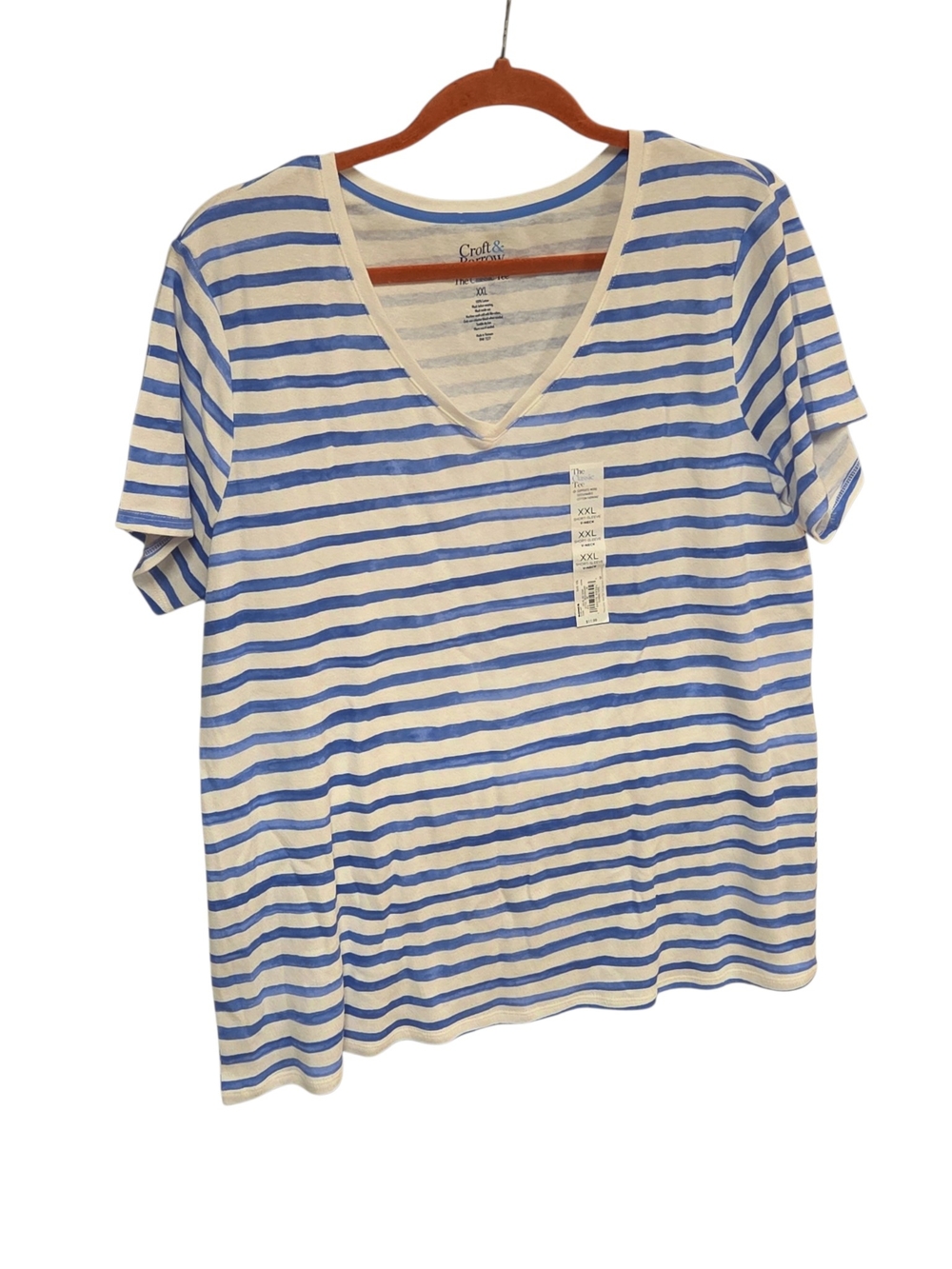 Croft & Barrow Blue Stripe V-Neck Women's Tee